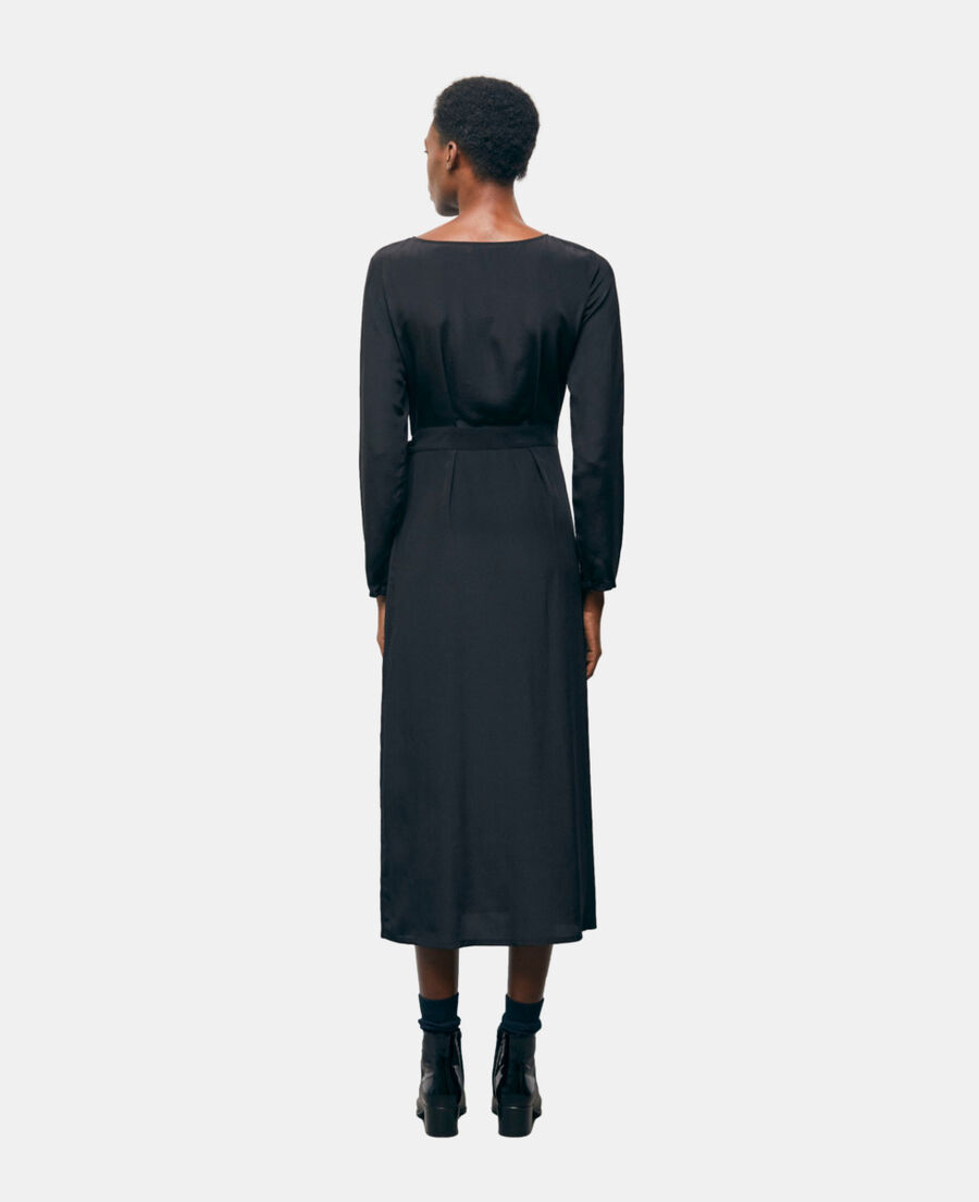 The Kooples FEMME BLACK robe longue en soie noire