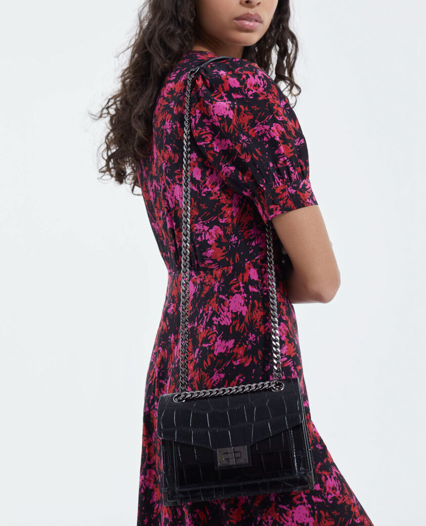 The Kooples DAMEN BLACK emily kleine tasche mit krokodileffekt aus schwarzem leder