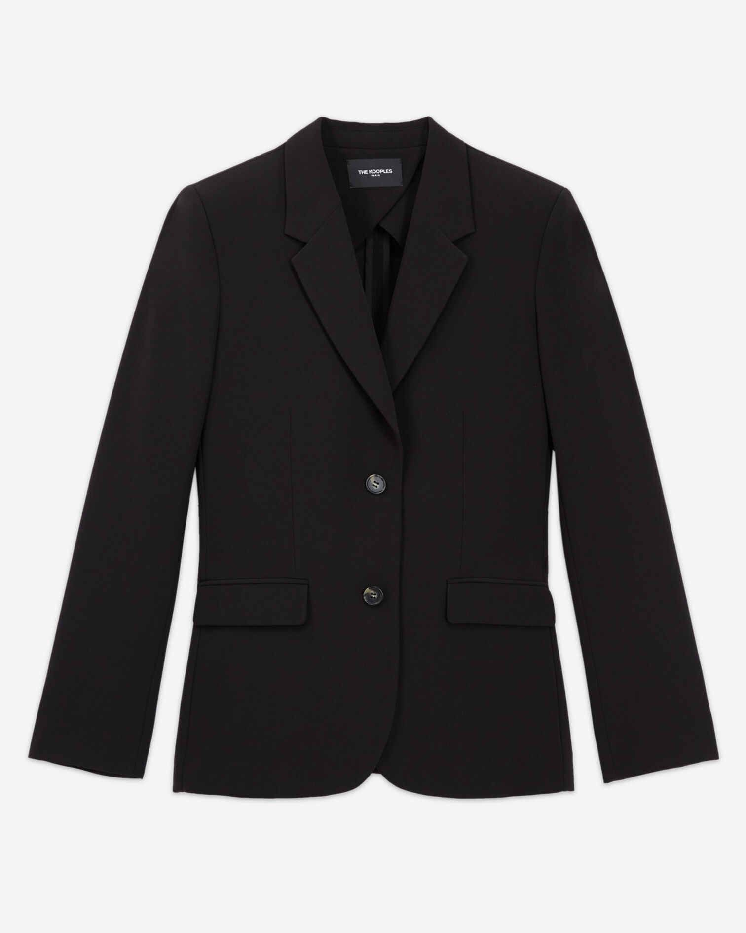 Veste fluide noire à deux boutons, BLACK, hi-res image number null
