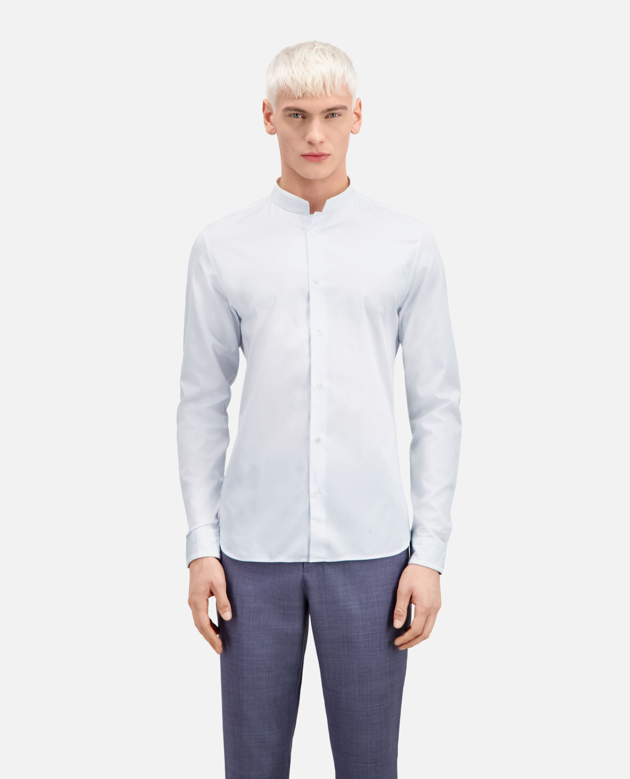 Blue cotton shirt, BLUE WHITE, hi-res image number null