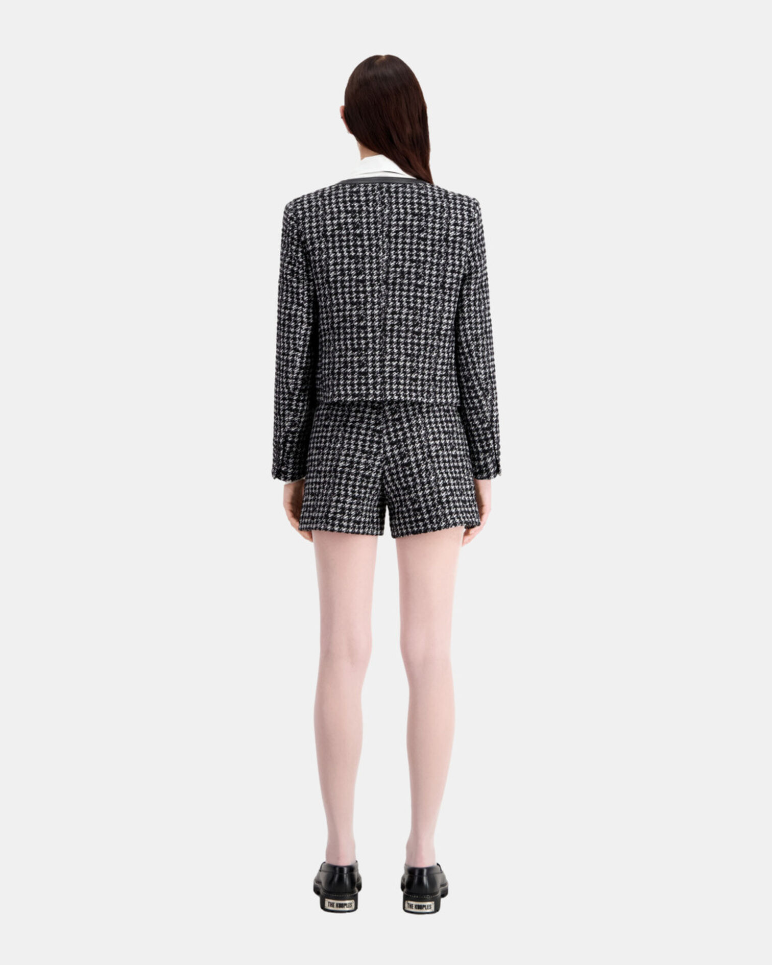 Short black tweed jacket, BLACK WHITE, hi-res image number null