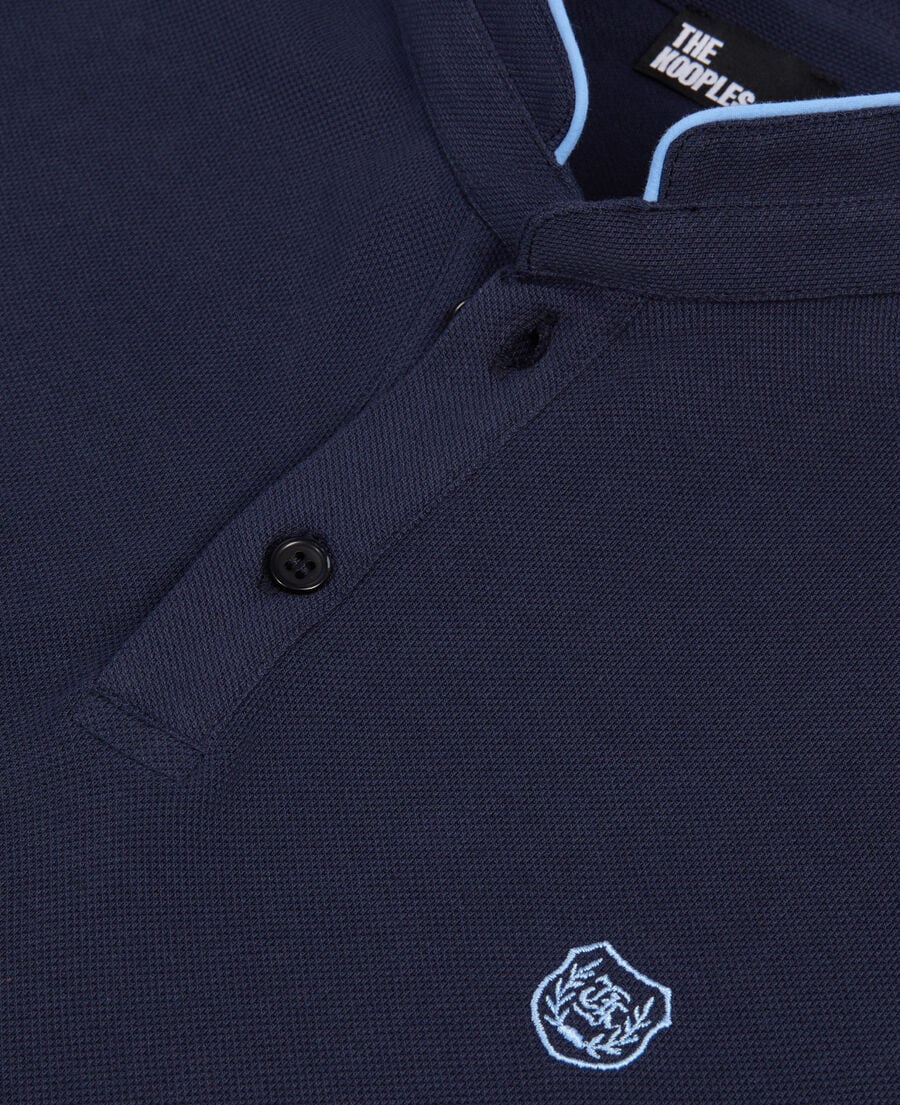 The Kooples HOMME NAVY/ PIPING NAVY polo en coton piqué bleu marine