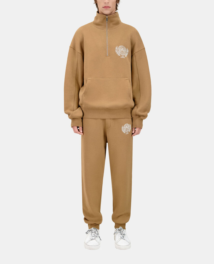 The Kooples MEN LIGHT BROWN brown sweatshirt with blazon serigraphy