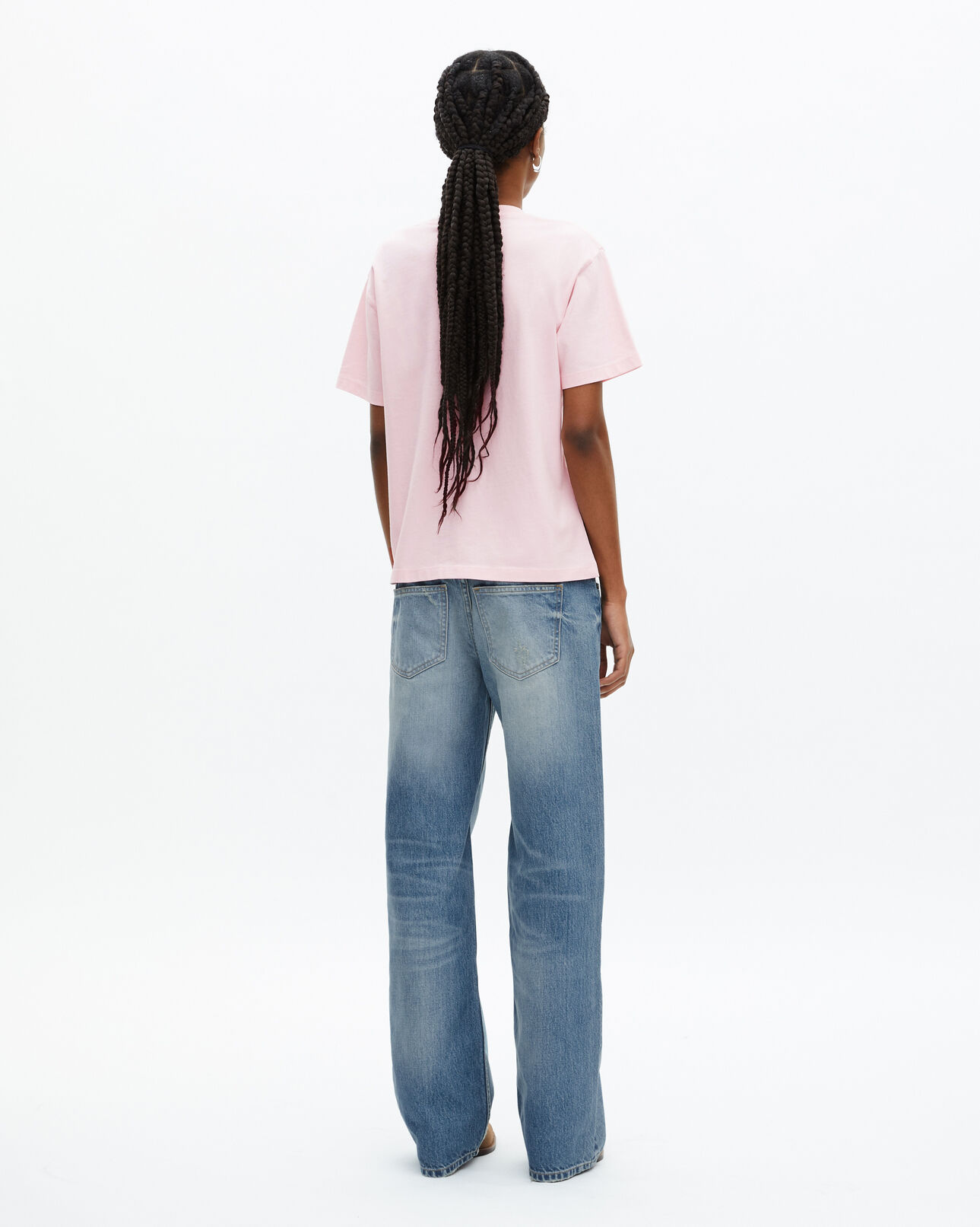 The Kooples F LILA women's pale pink logo embroidery t-shirt