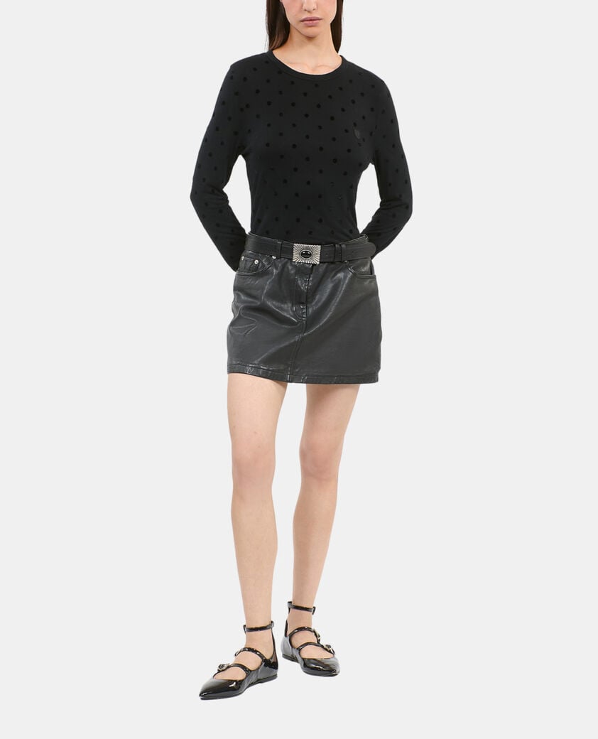 The Kooples DAMEN BLACK lang&auml;rmeliges, schwarzes t-shirt