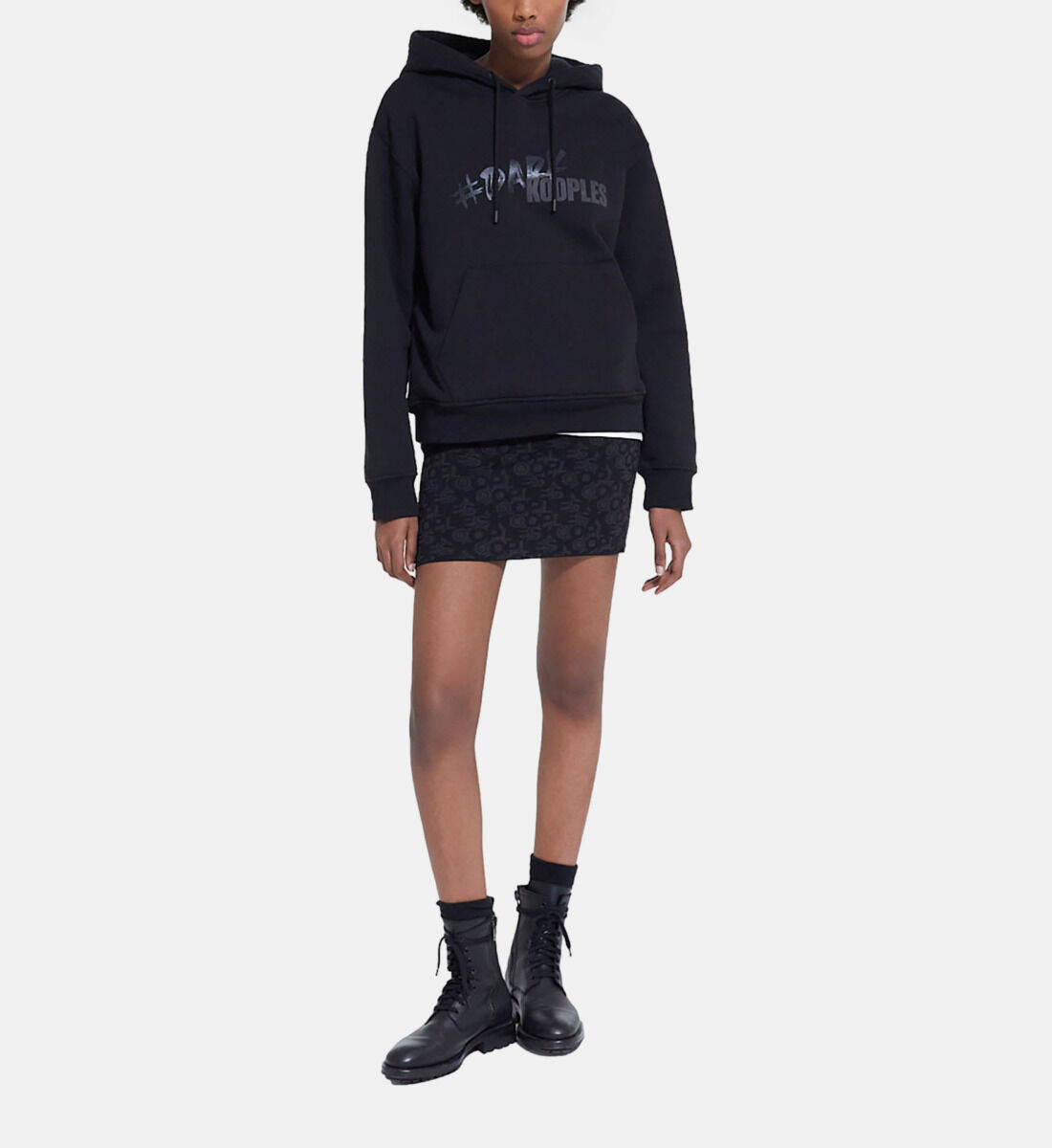 Short black skirt with The Kooples logo The Kooples US