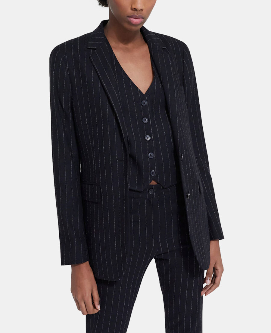 veste de costume en laine rayée