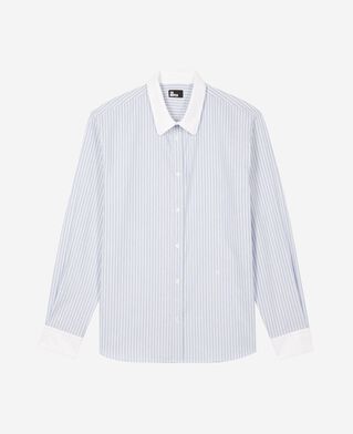 The Kooples H BLUE blue striped shirt with contrasting collar