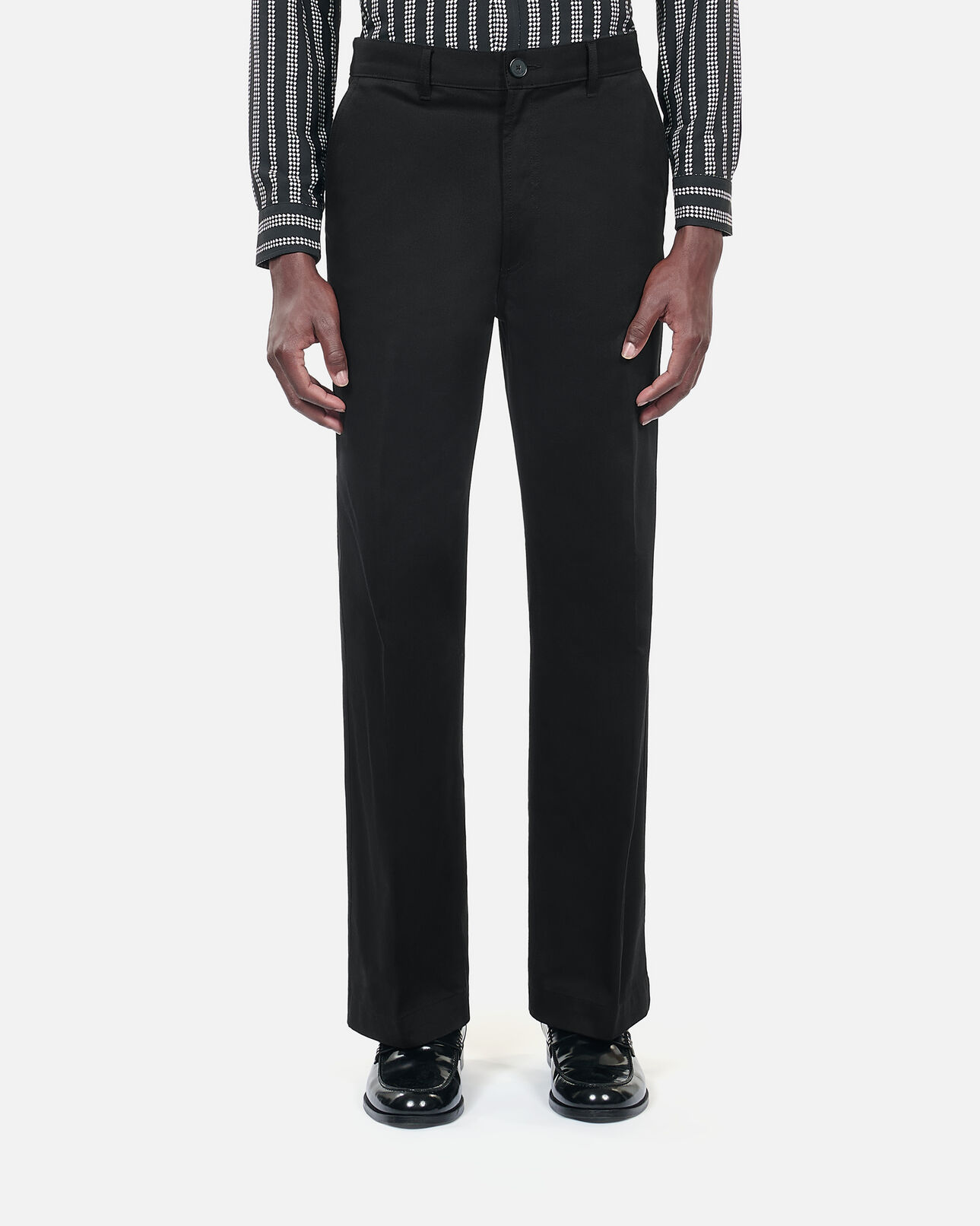 The Kooples HOMME BLACK pantalon large en coton noir