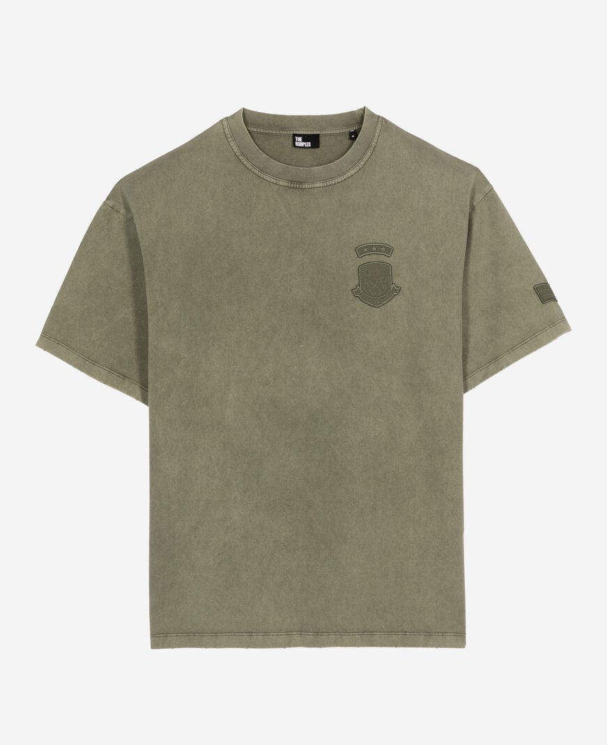 The Kooples MEN KAKI t-shirt with khaki patches