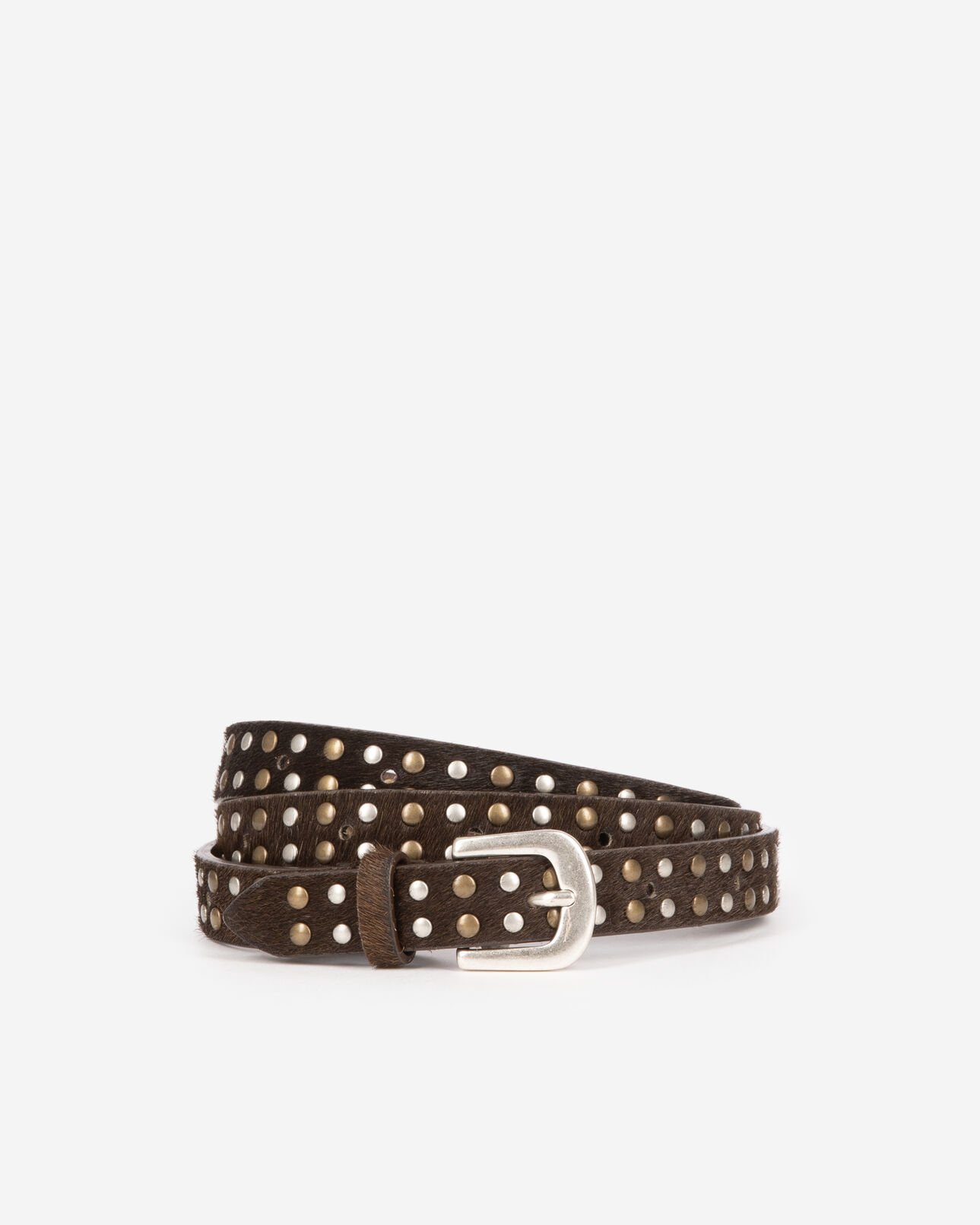 The Kooples WOMEN BROWN slim brown leather belt