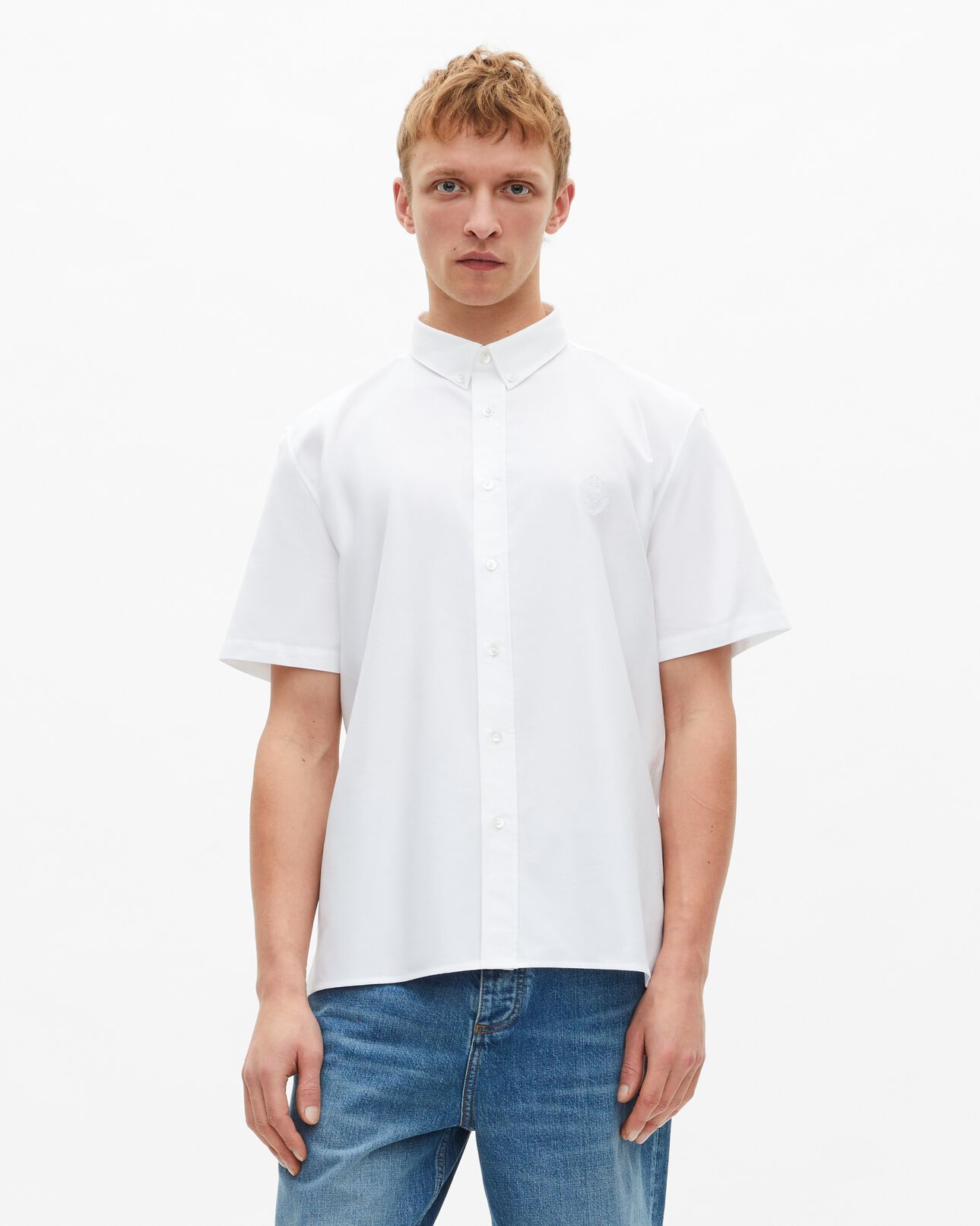 The Kooples MEN WHITE short-sleeved shirt with white blazon