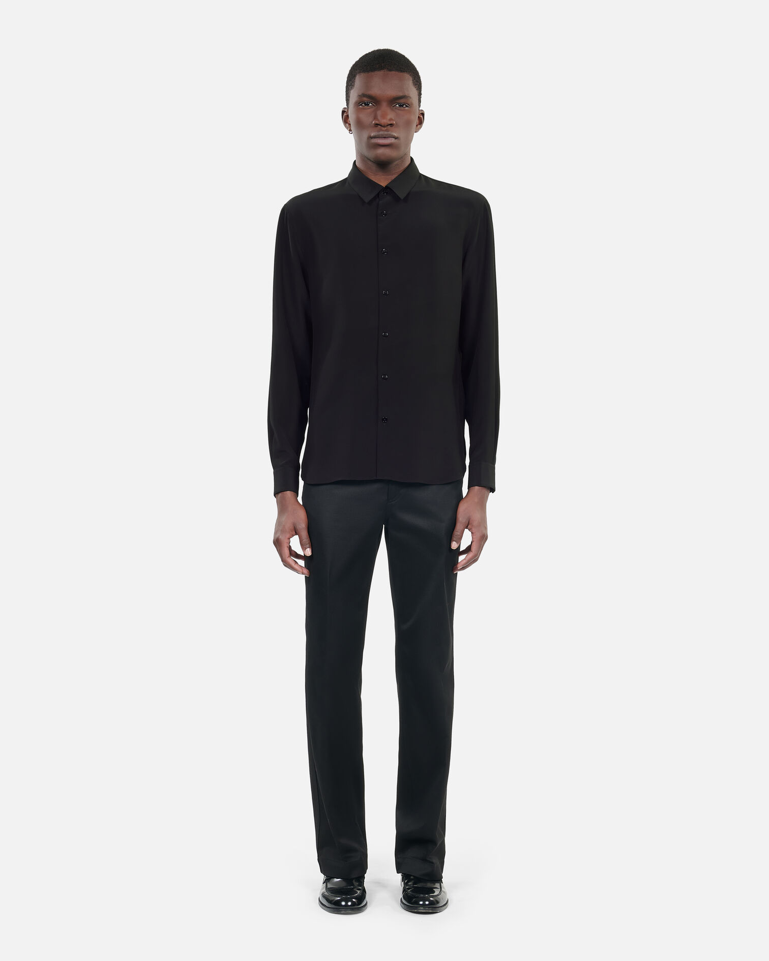 Black silk shirt, BLACK, hi-res image number null