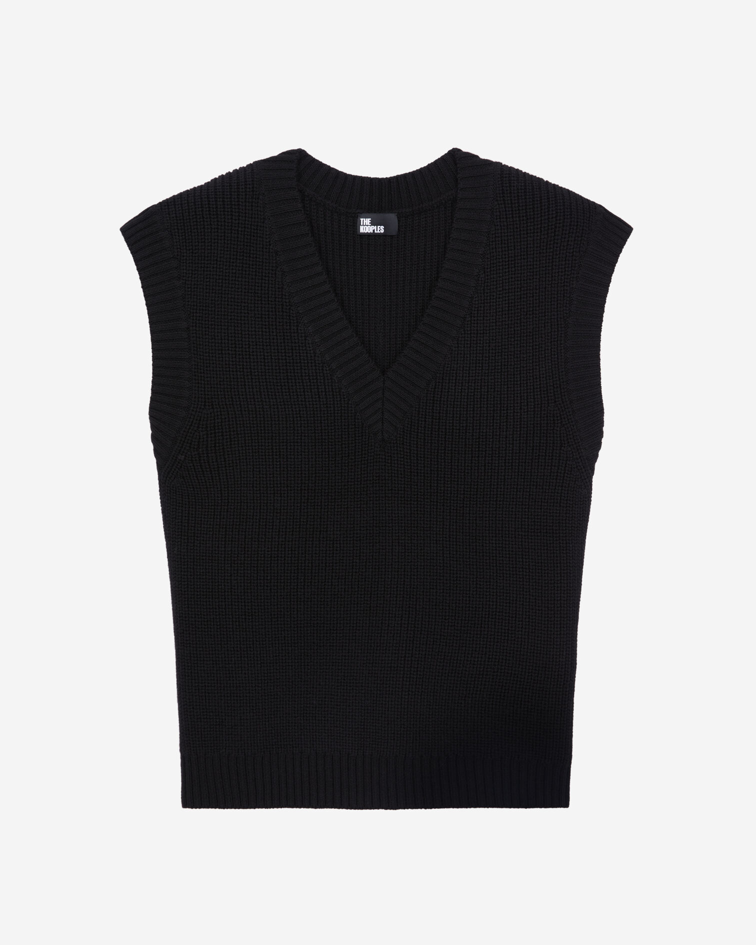 Black sleeveless wool sweater, BLACK, hi-res image number null