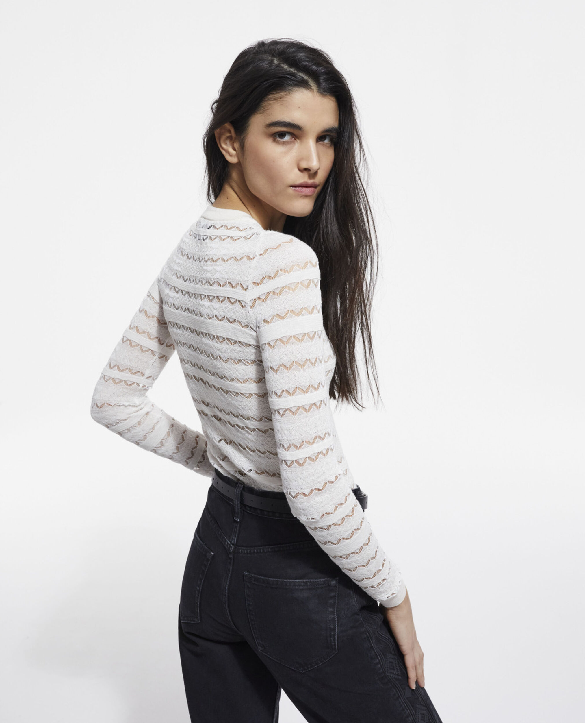 White wool sweater, LIGHT BEIGE, hi-res image number null