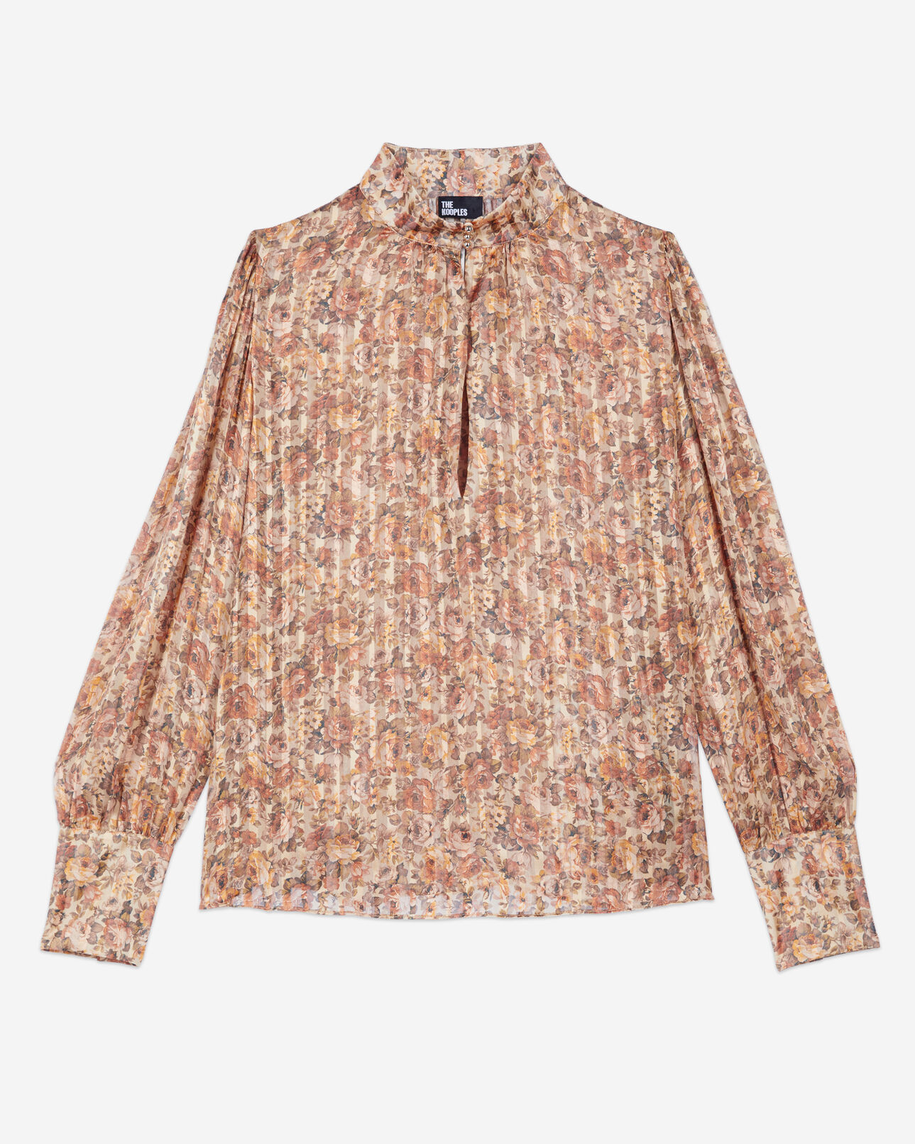 The Kooples FEMME CAMEL / BROWN top en soie imprimé fleuri