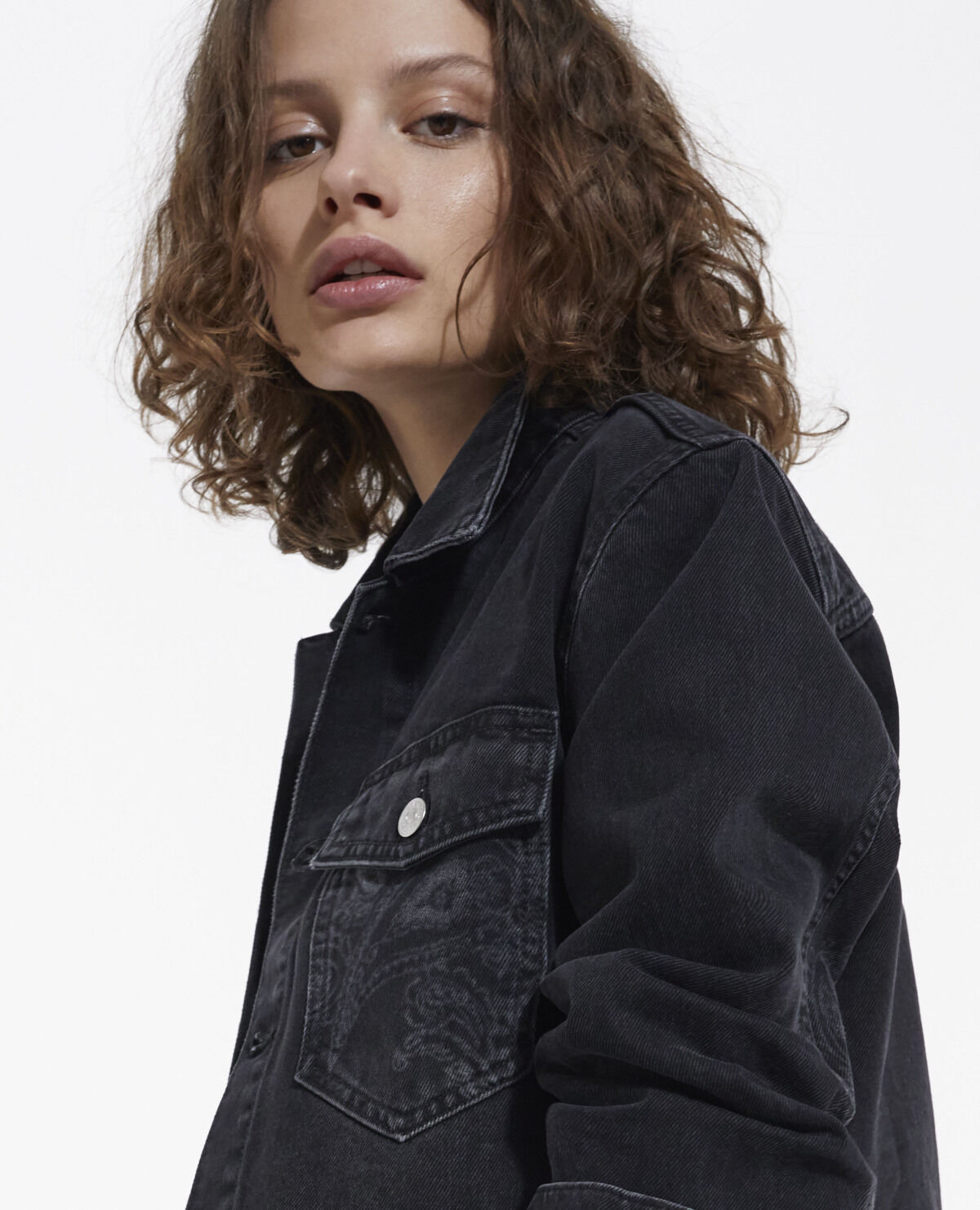 Faded denim outlet jacket womens