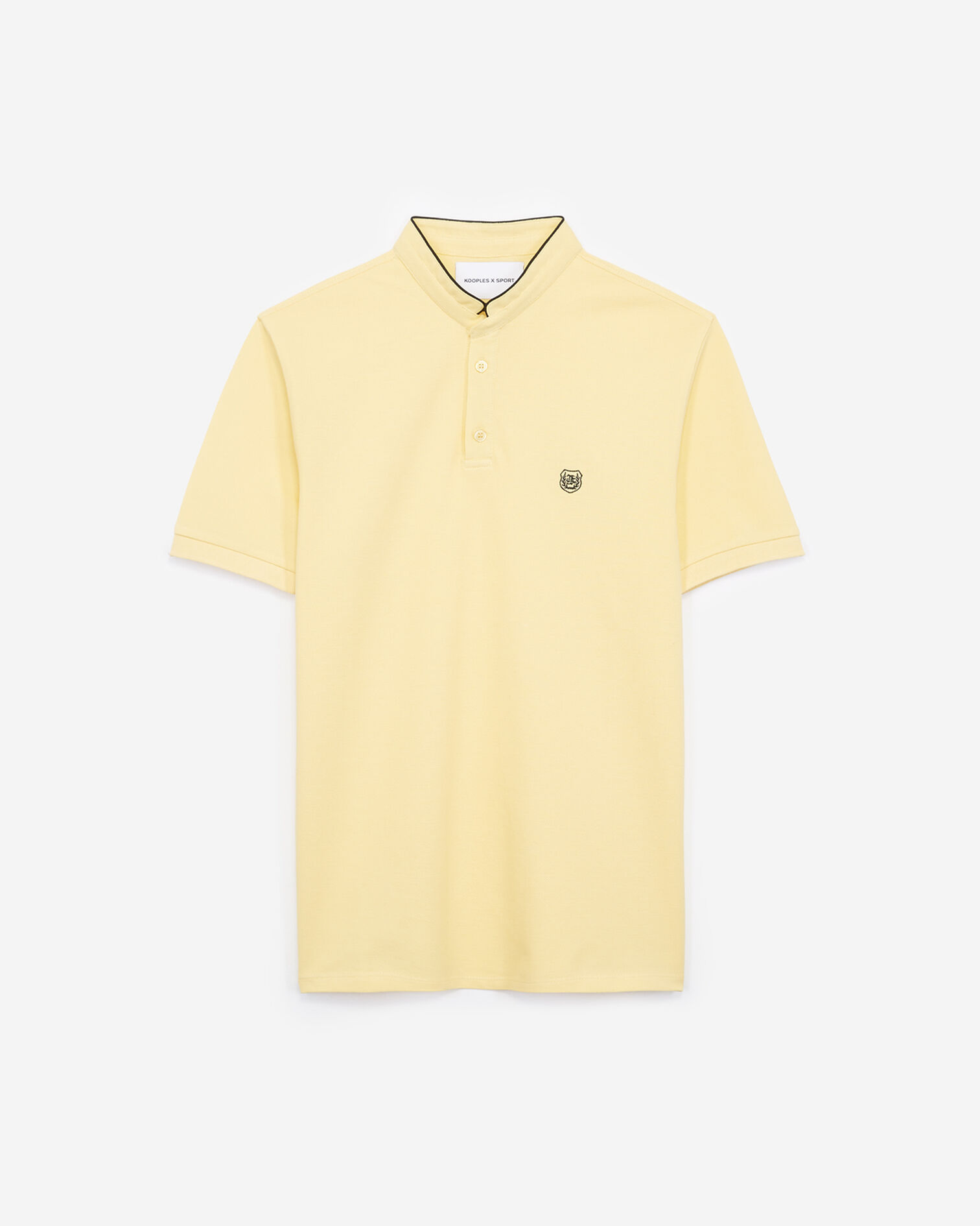Embroidered yellow polo shirt with stand-up collar, WHEAT YELLOW / BLACK, hi-res image number null