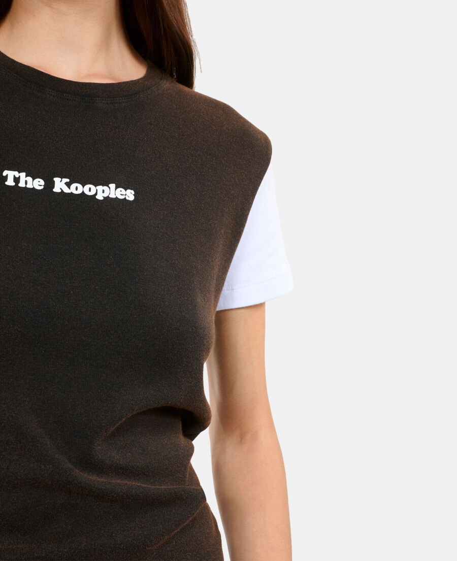 The Kooples FEMME BROWN / BLACK t-shirt logo marron fonc&eacute;