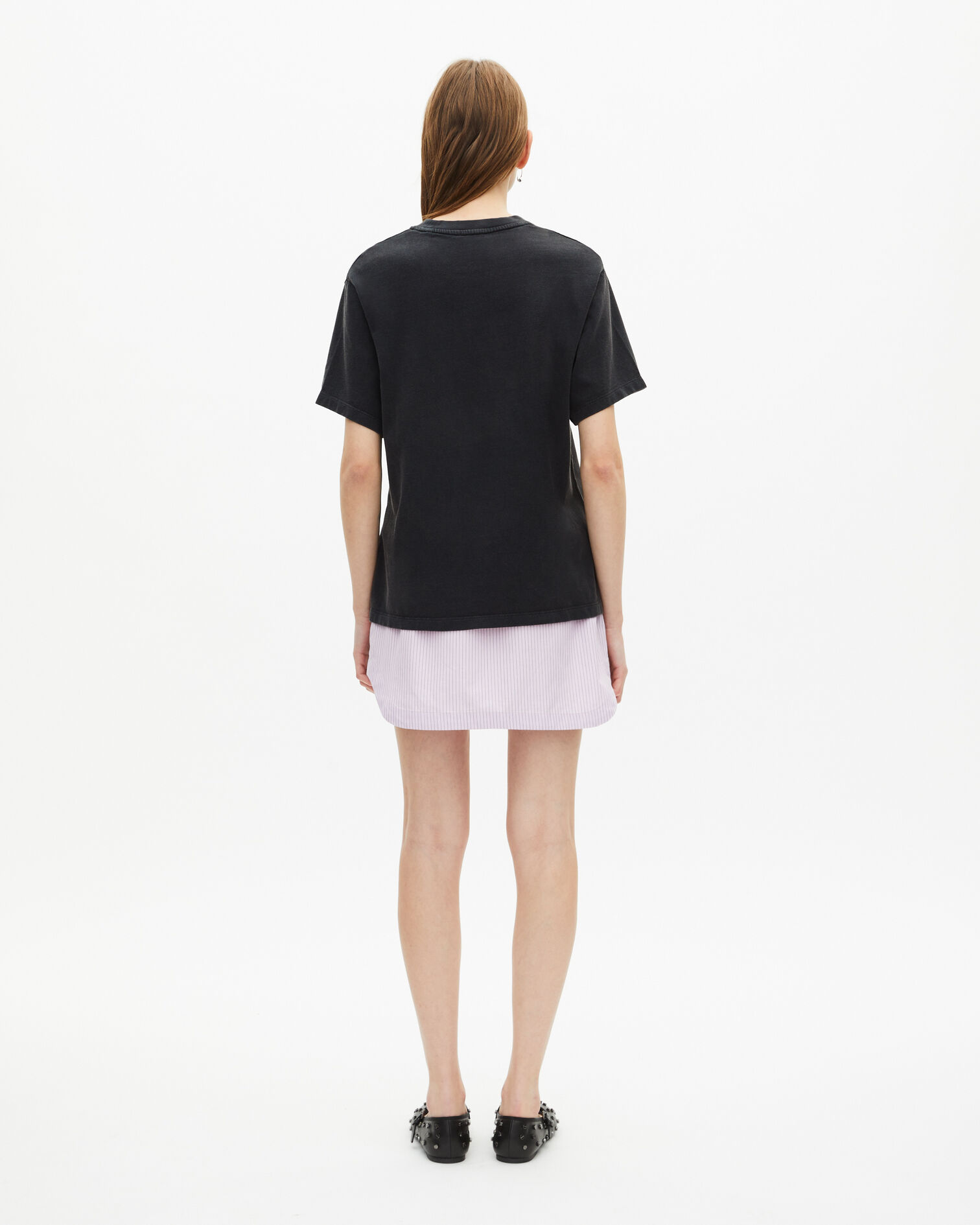T-Shirt mit Siebdruck und verwaschenen schwarzen Strasssteinen, BLACK WASHED, hi-res image number null
