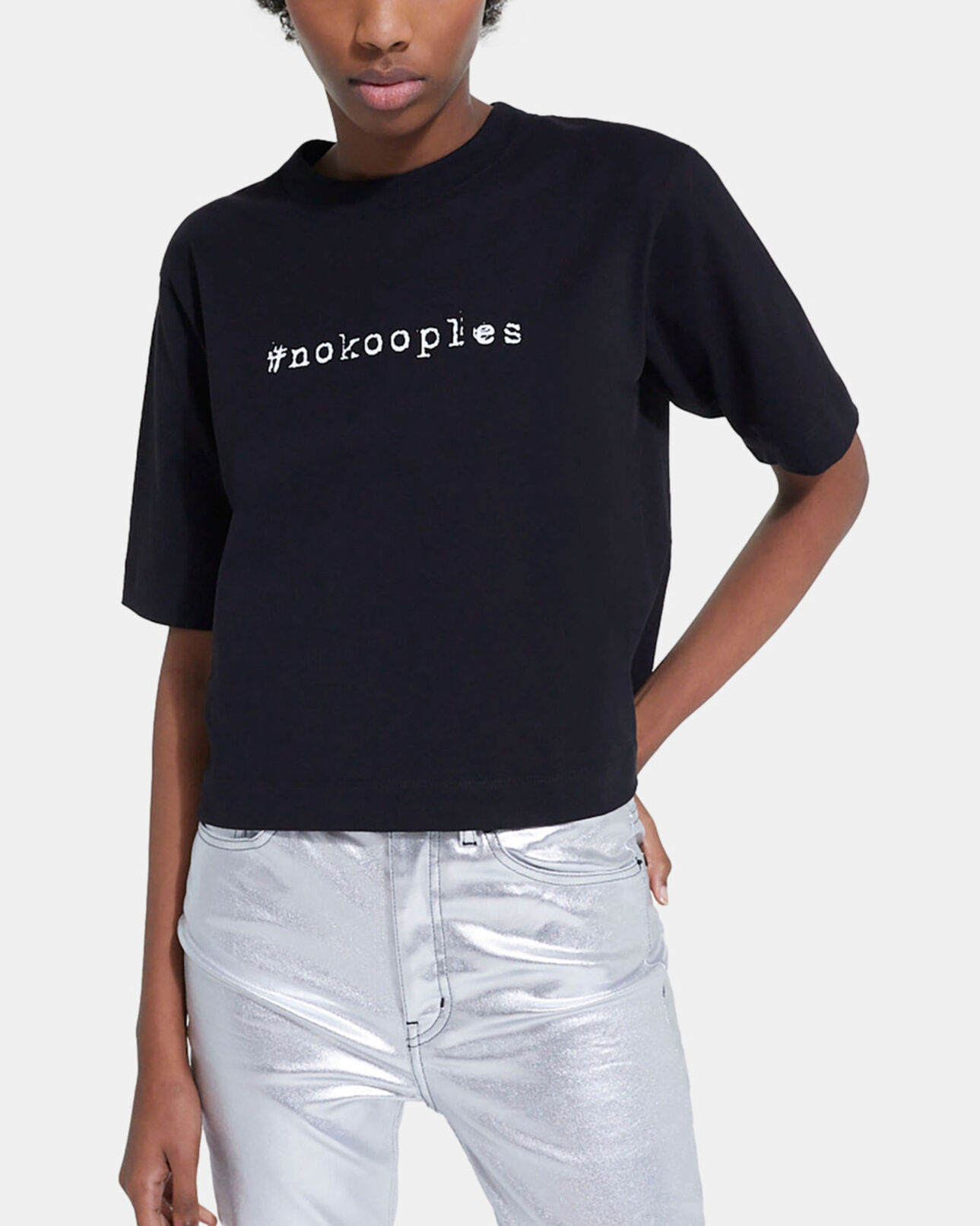 The Kooples MUJER BLACK camiseta logotipo negra