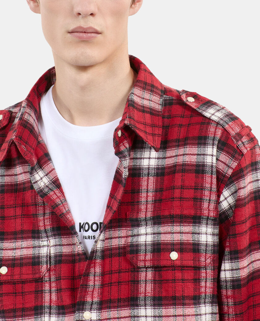 The Kooples HERREN BLACK-RED-WHITE schwarz-weiß kariertes jackenhemd