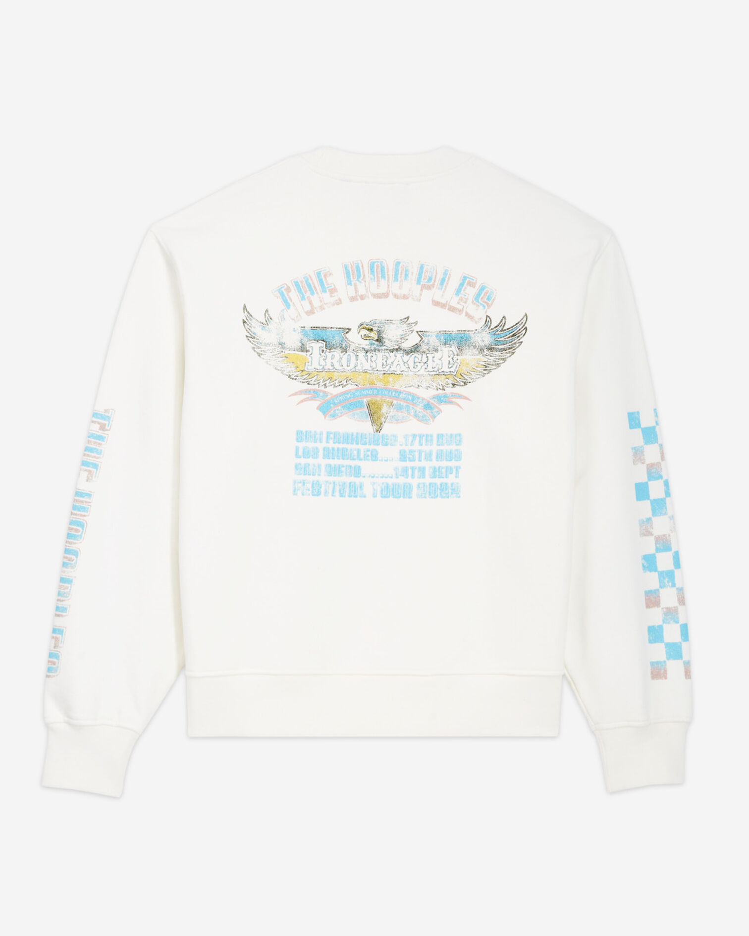 Ecru Screen printed check motif sweatshirt, ECRU, hi-res image number null