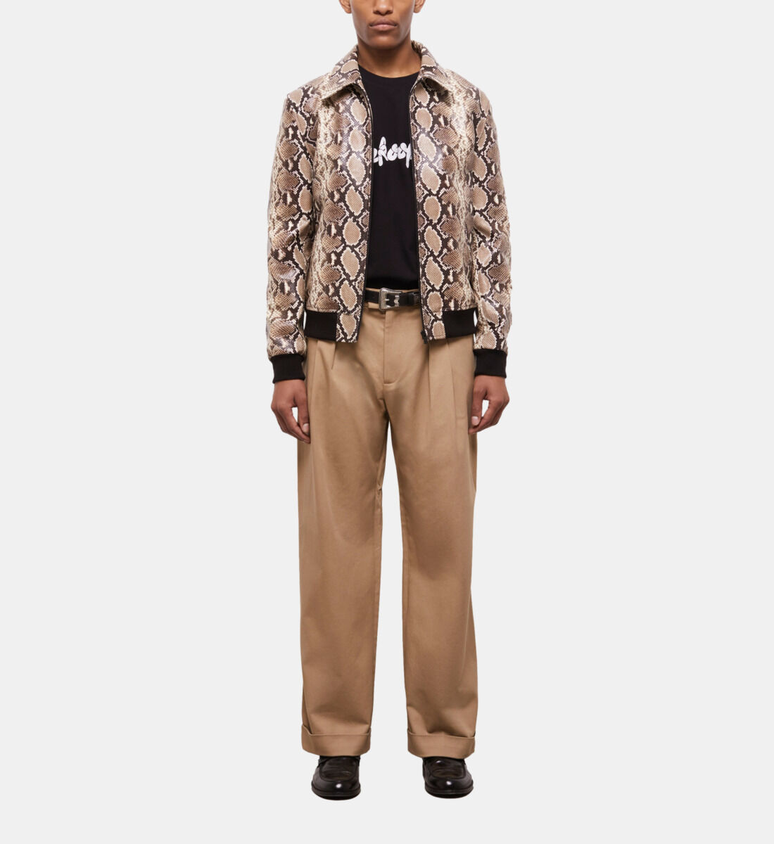 Snakeskin effect leather jacket The Kooples UK