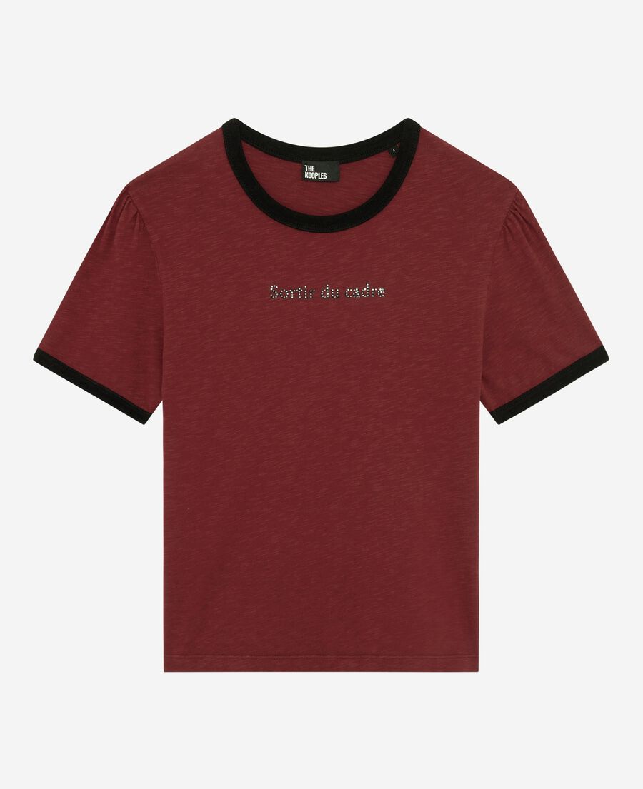 The Kooples DAMEN WINE RED t-shirt mit rotem strass-siebdruck