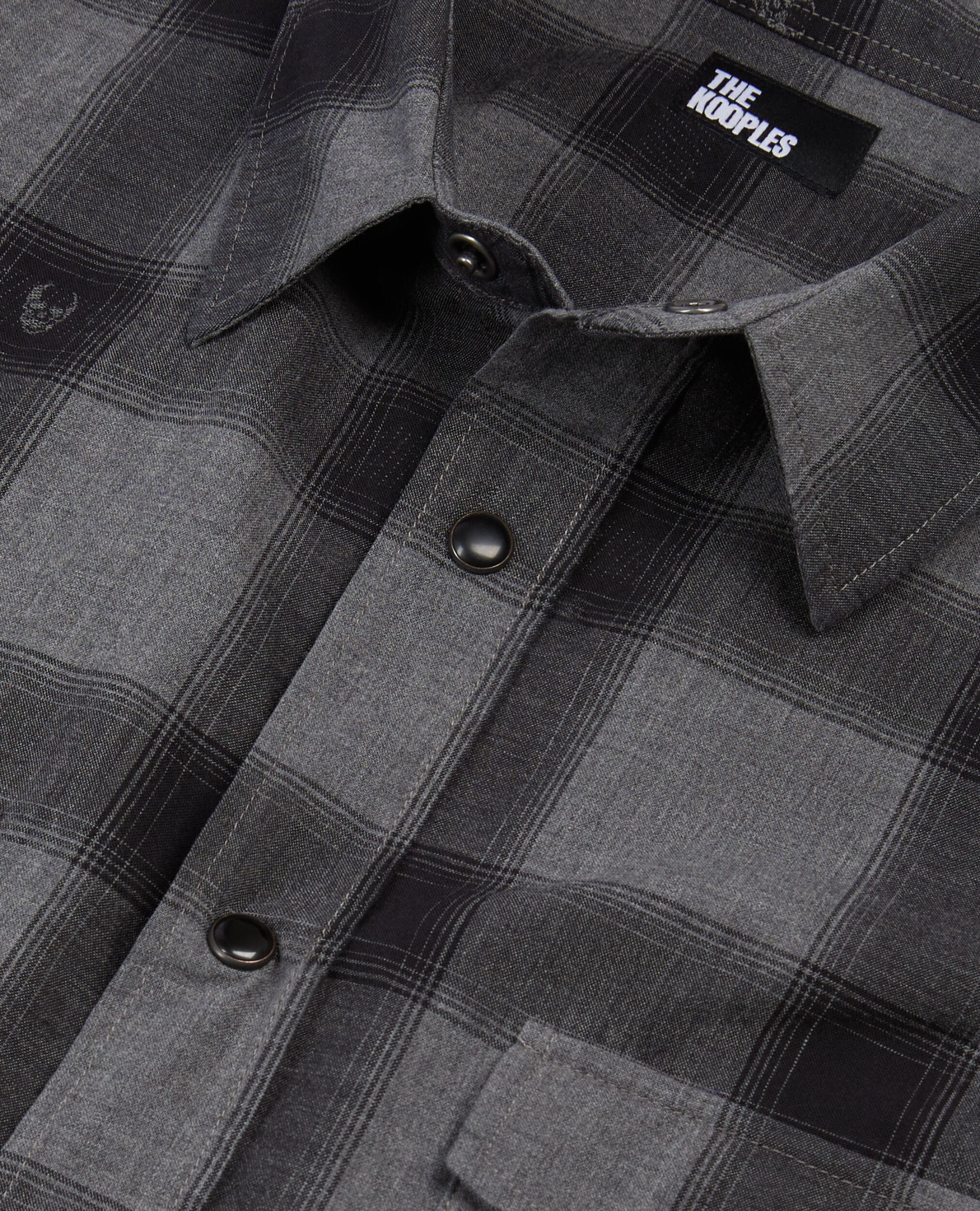 Chemise à carreaux avec têtes de mort gris, BLACK GREY, hi-res image number null
