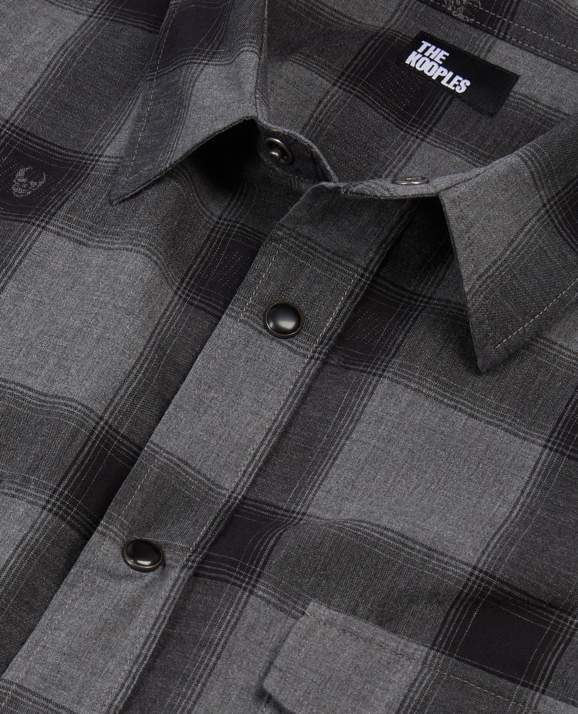 Chemise à carreaux avec têtes de mort gris, BLACK GREY, hi-res image number null
