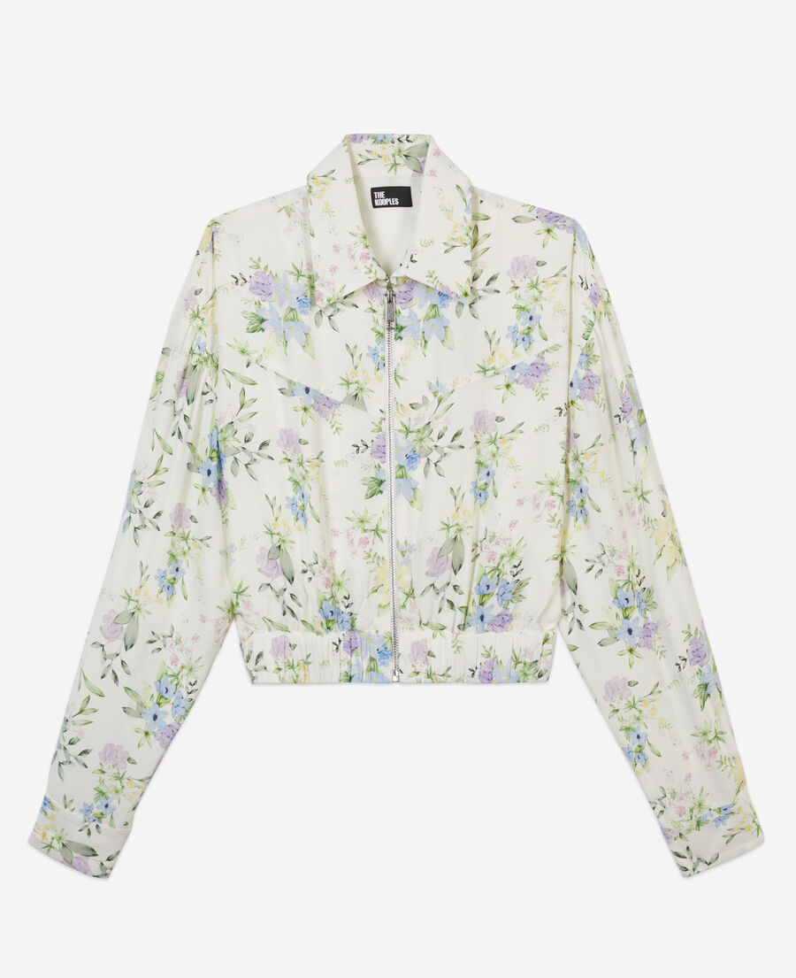 The Kooples F LIGHT BLUE/WHITE printed shirt with zipper