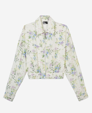 The Kooples F LIGHT BLUE/WHITE printed shirt with zipper