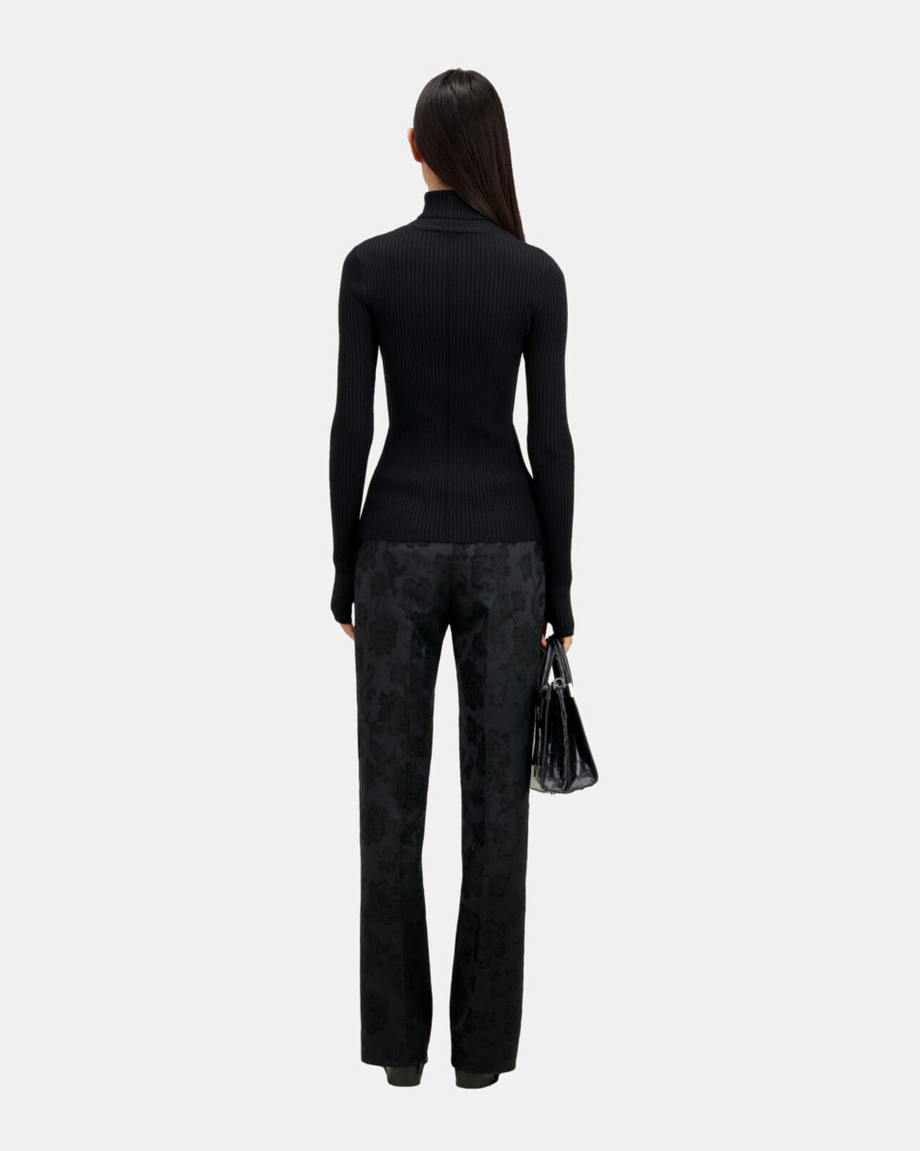 The Kooples WOMEN BLACK black ribbed fine knit sweater