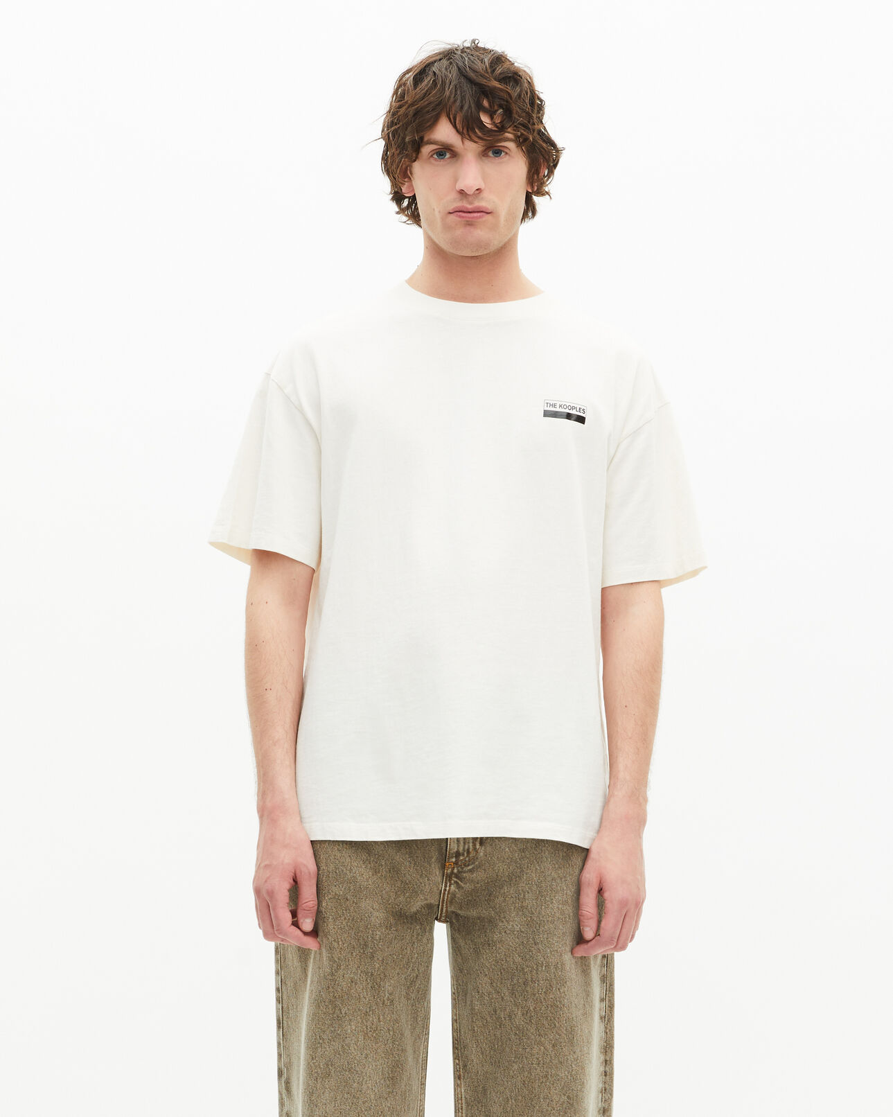 The Kooples HERREN ECRU ecrufarbenes t-shirt mit 100% wild-siebdruck