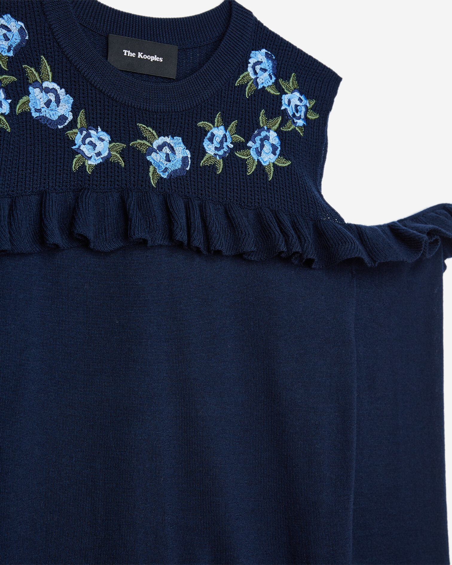 Navy merino pullover with embroidery, NAVY, hi-res image number null