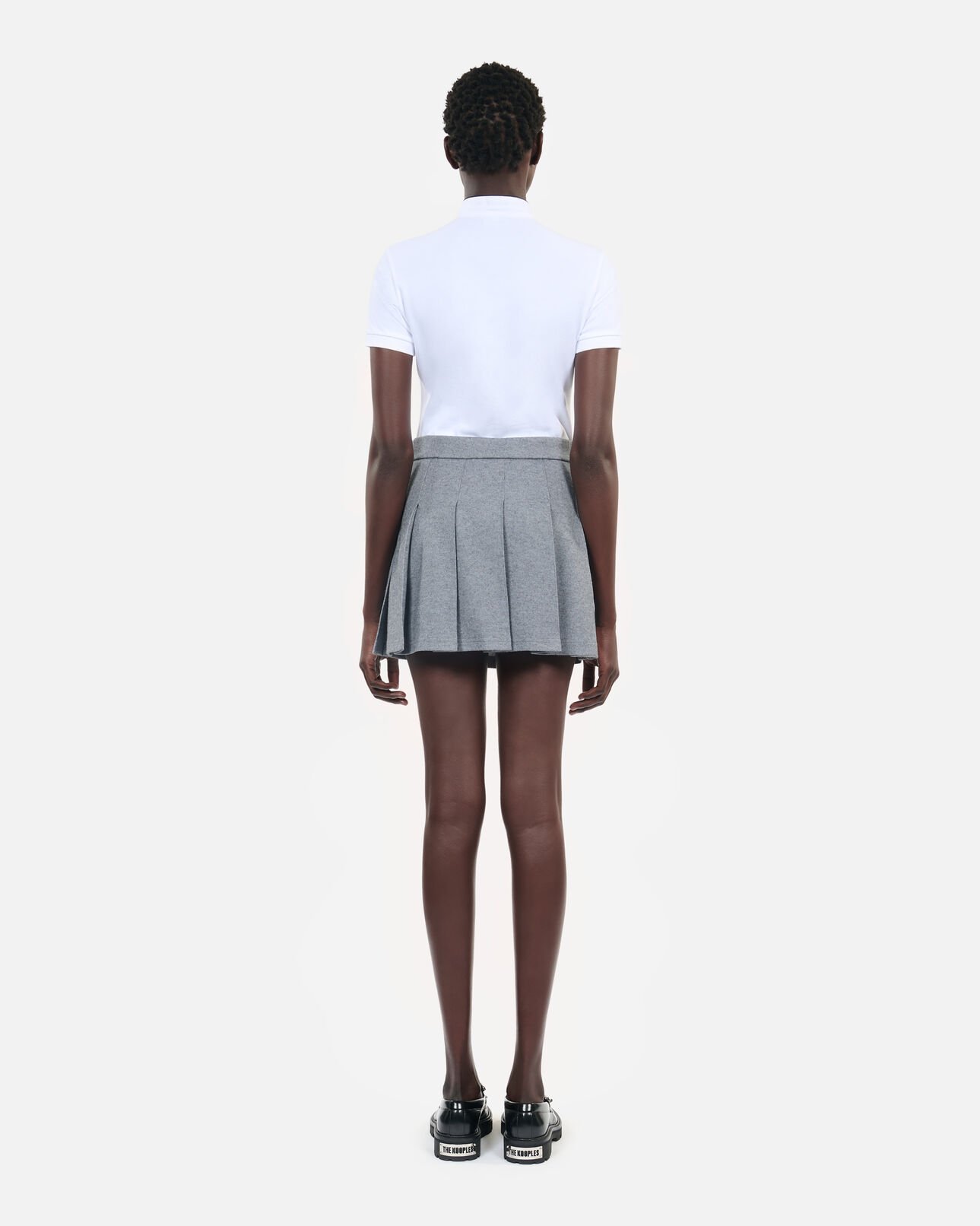 The Kooples FEMME GREY MELANGE jupe courte plissée grise