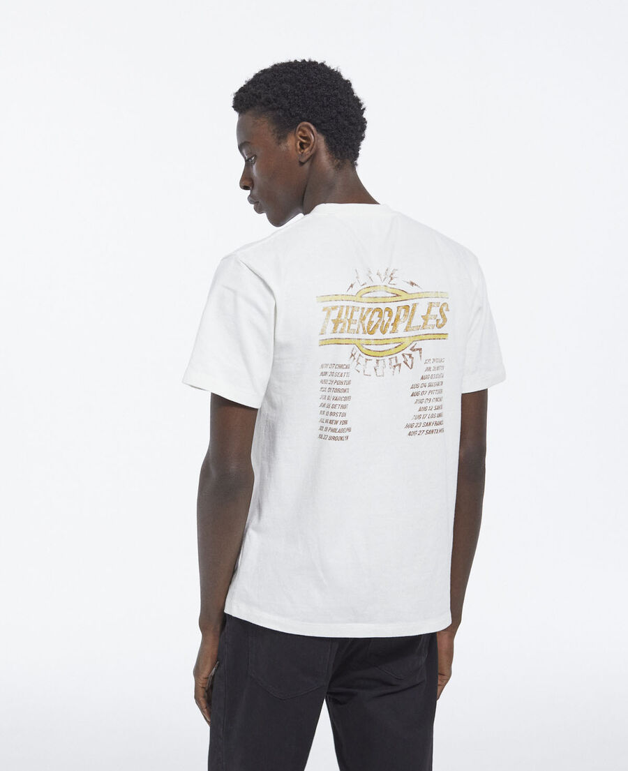 ecrufarbenes baumwoll-t-shirt mit print