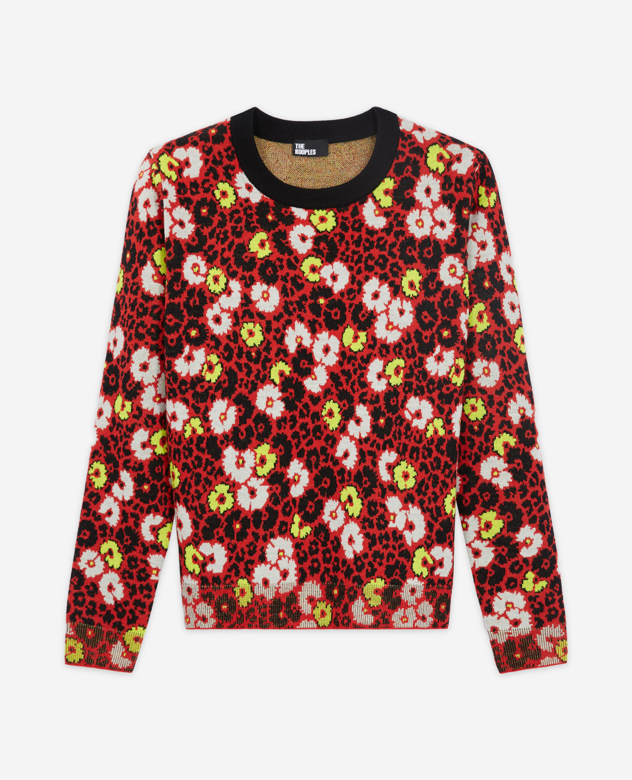 Floral print wool sweater, DARK RED, hi-res image number null