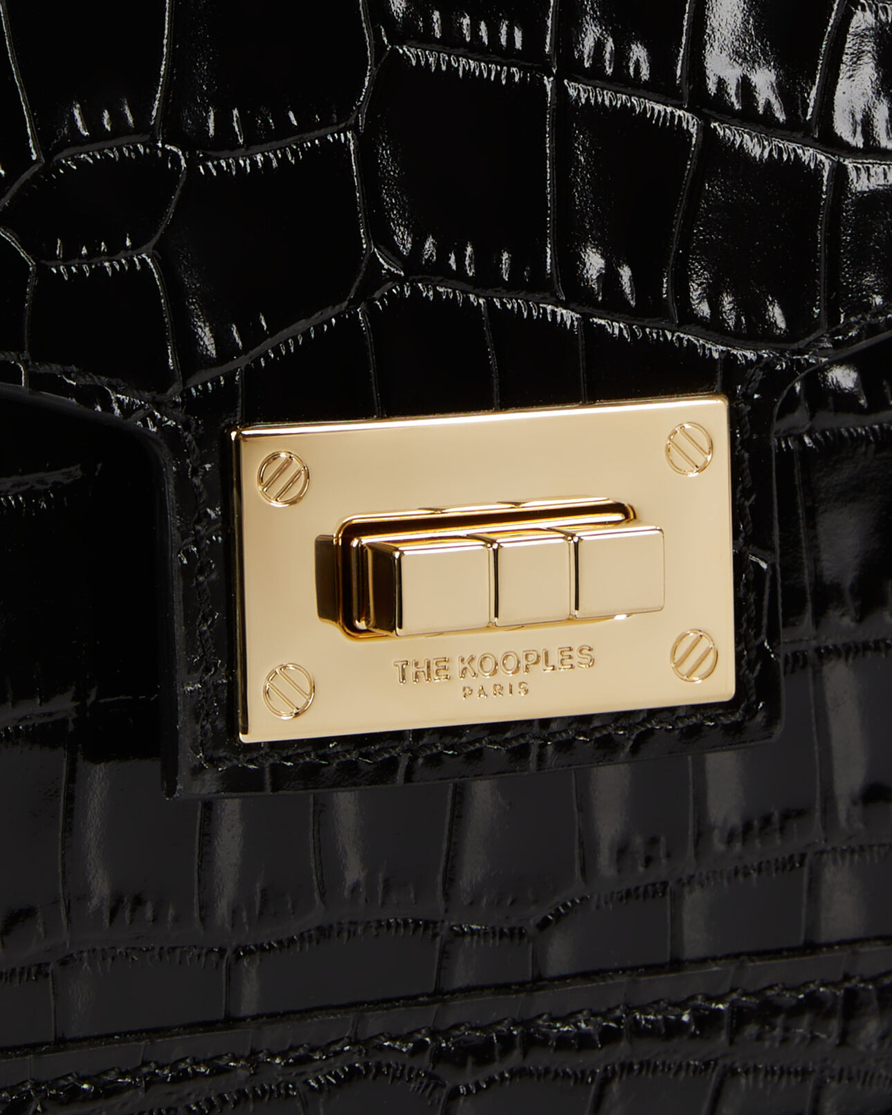 The Kooples FEMME BLACK sac emily small en cuir noir effet crocodile