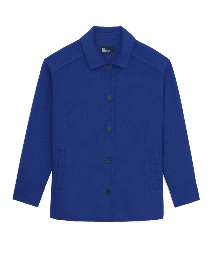 blue wool-blend overshirt jacket