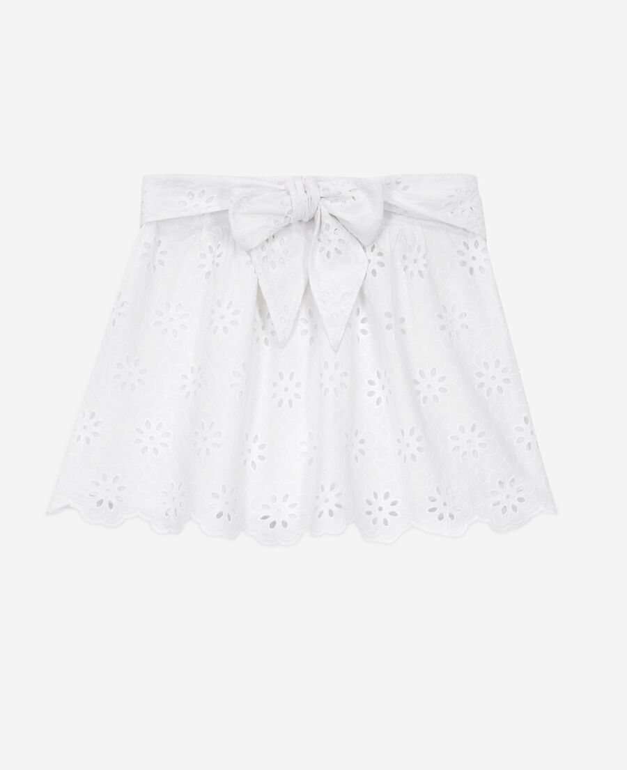 jupe courte blanche en broderie anglaise