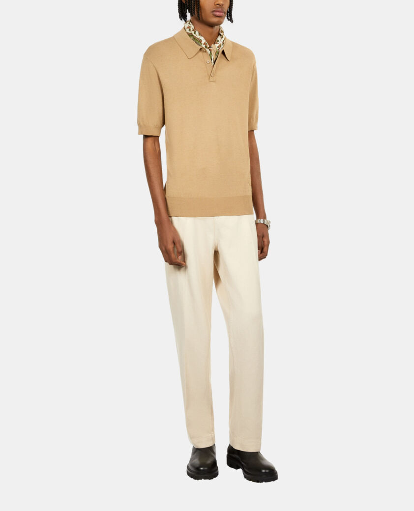 The Kooples HERREN BEIGE braunes poloshirt aus strick