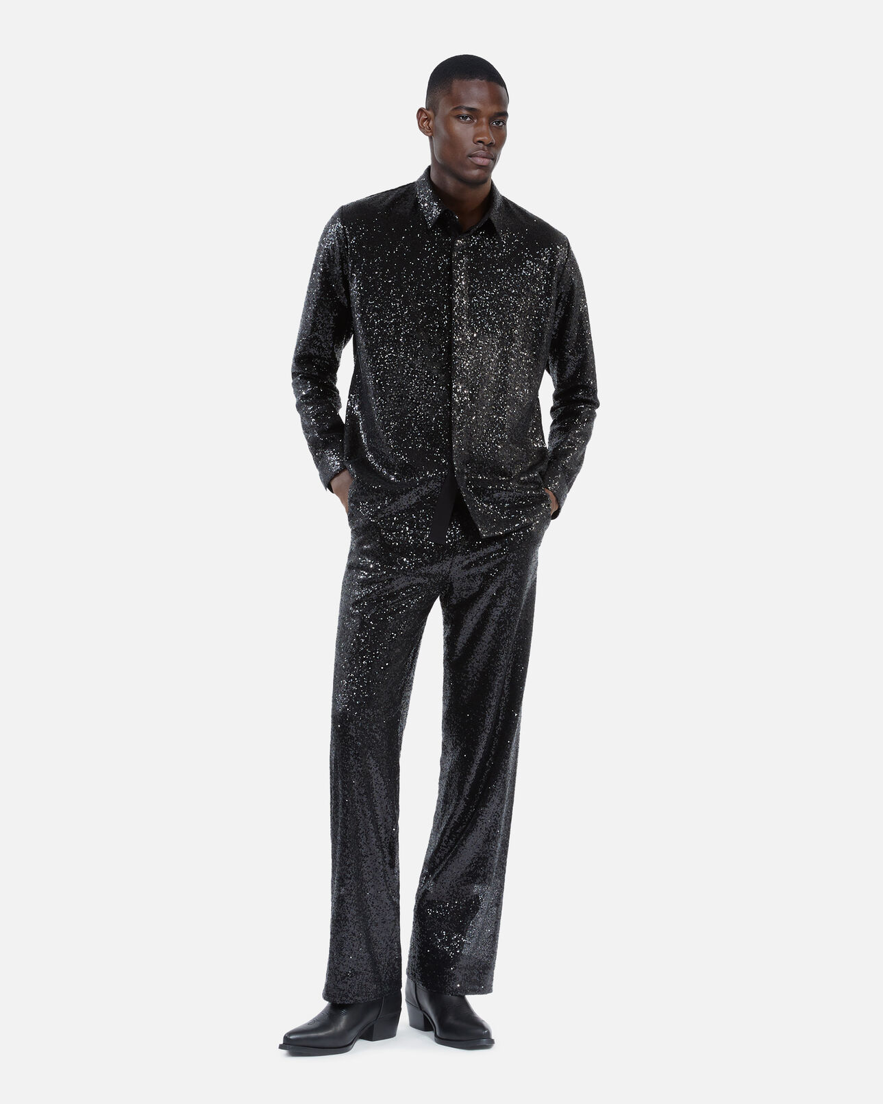 The Kooples HOMME BLACK chemise à sequins noire