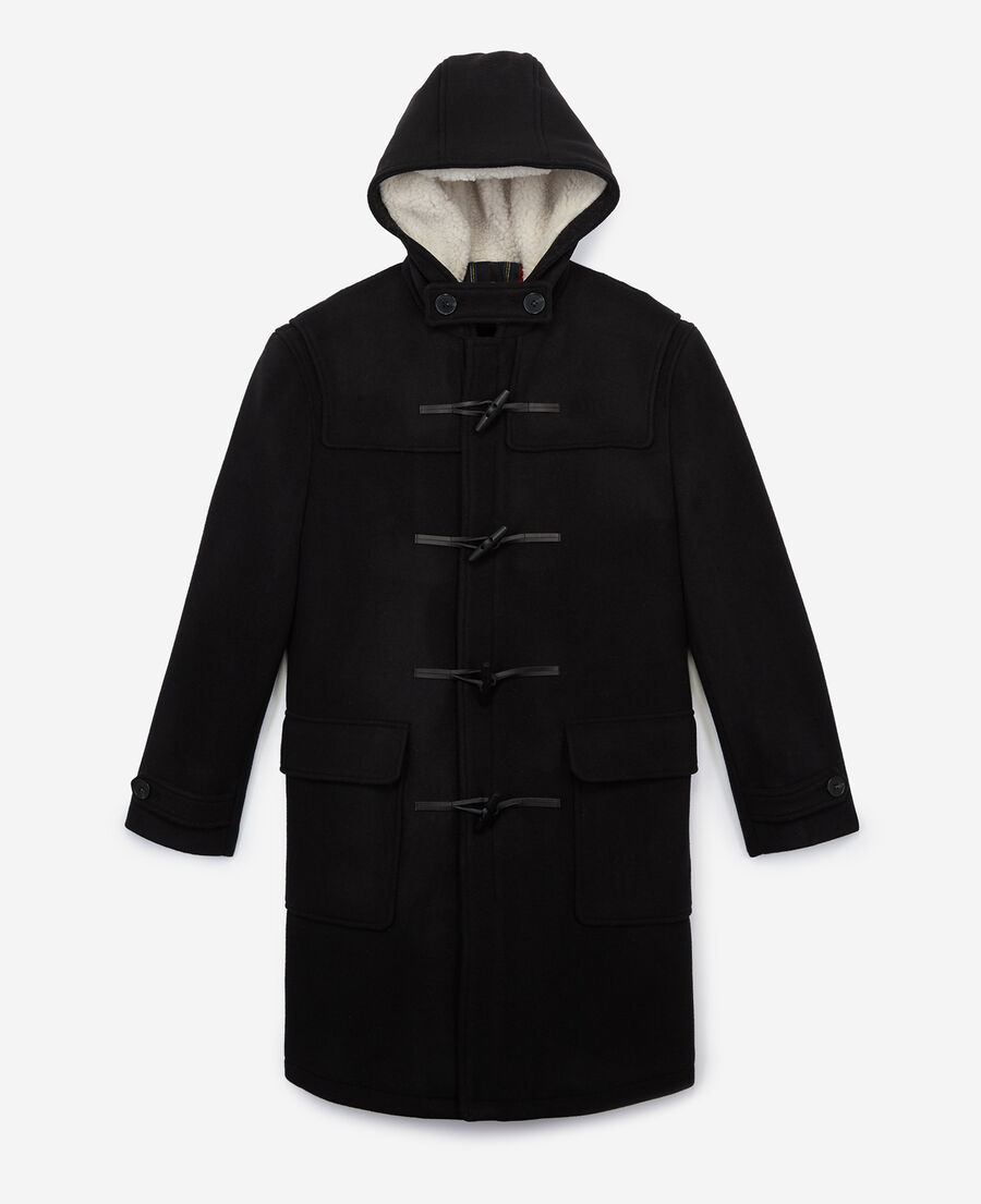 Black wool duffle coat