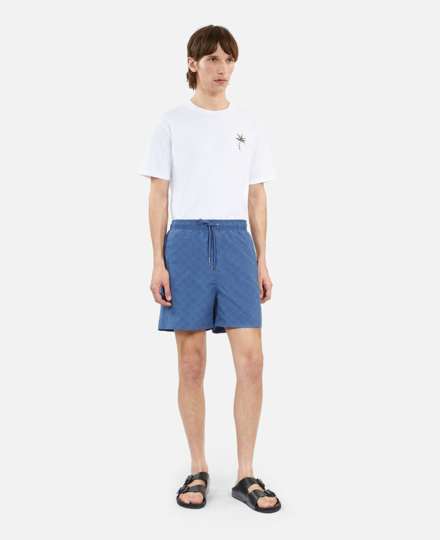 The Kooples H MIDDLE NAVY navy blue monogram swim shorts