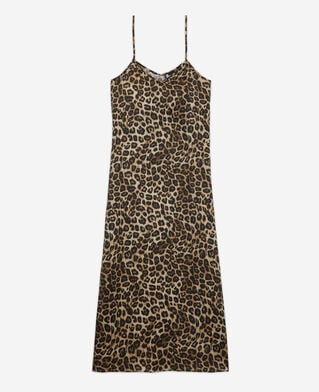 The Kooples DAMEN LEOPARD langes seidenkleid mit leopardenmuster