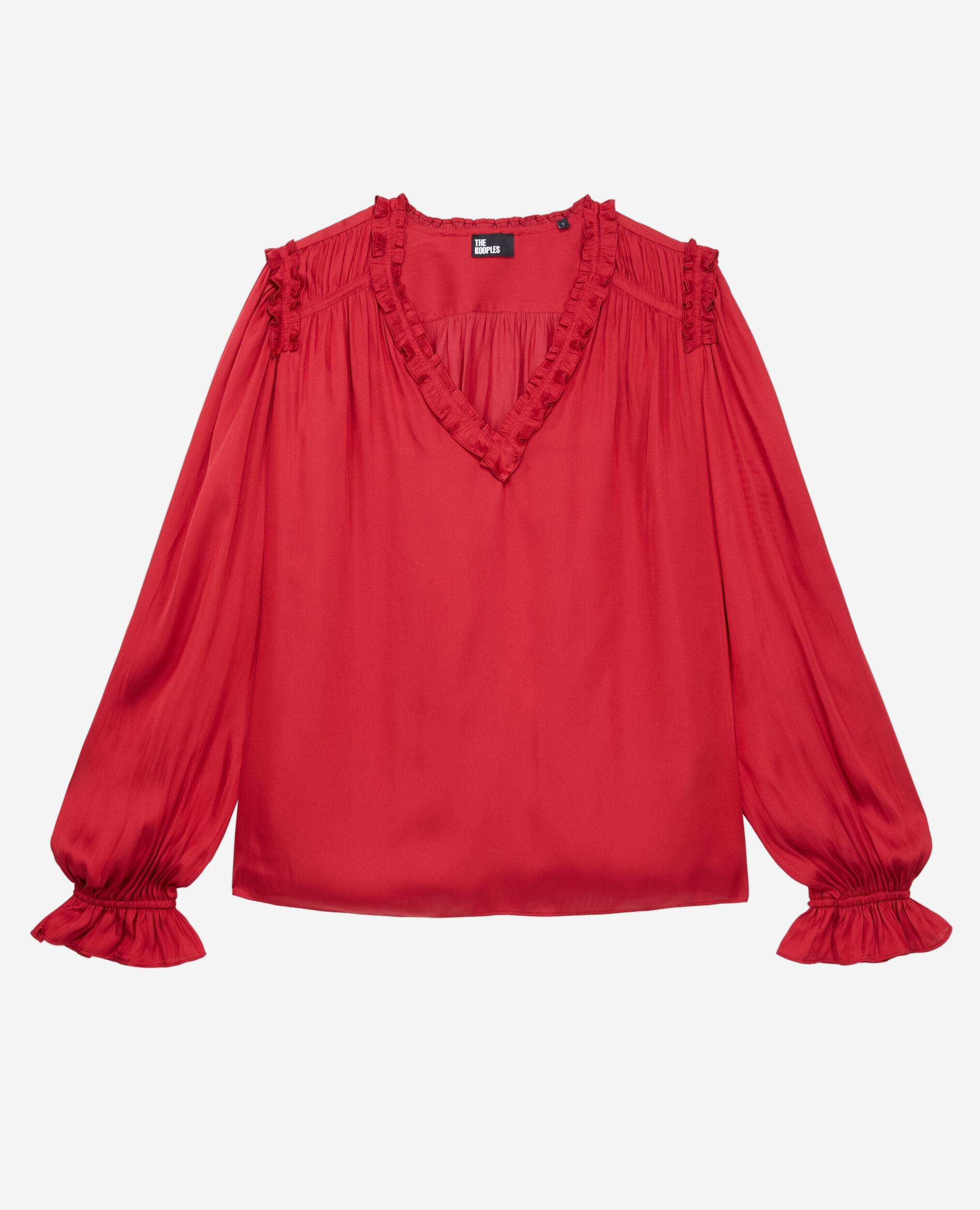 Red top with shirring, LIGHT BURGUNDY, hi-res image number null