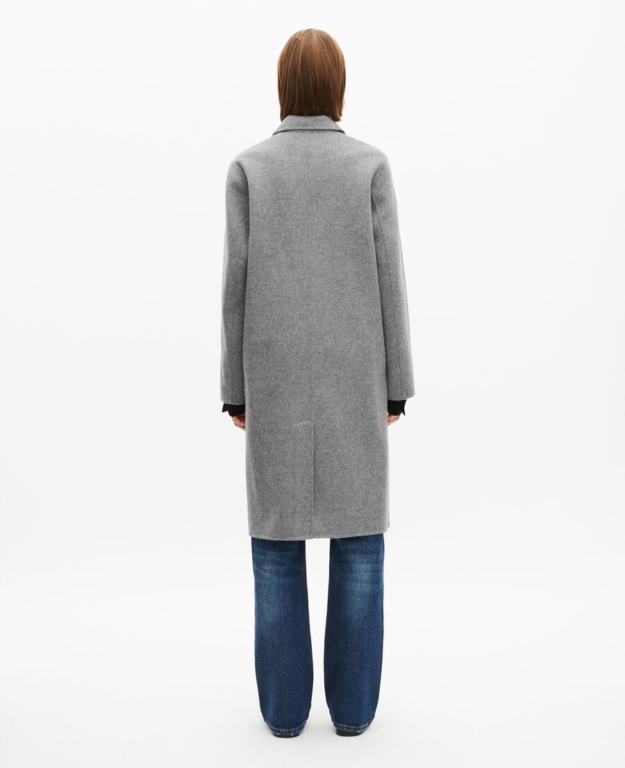 The Kooples WOMEN GREY long double-faced wool coat with gray cape