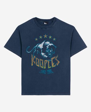 The Kooples MEN WASHED NAVY t-shirt with navy screen print